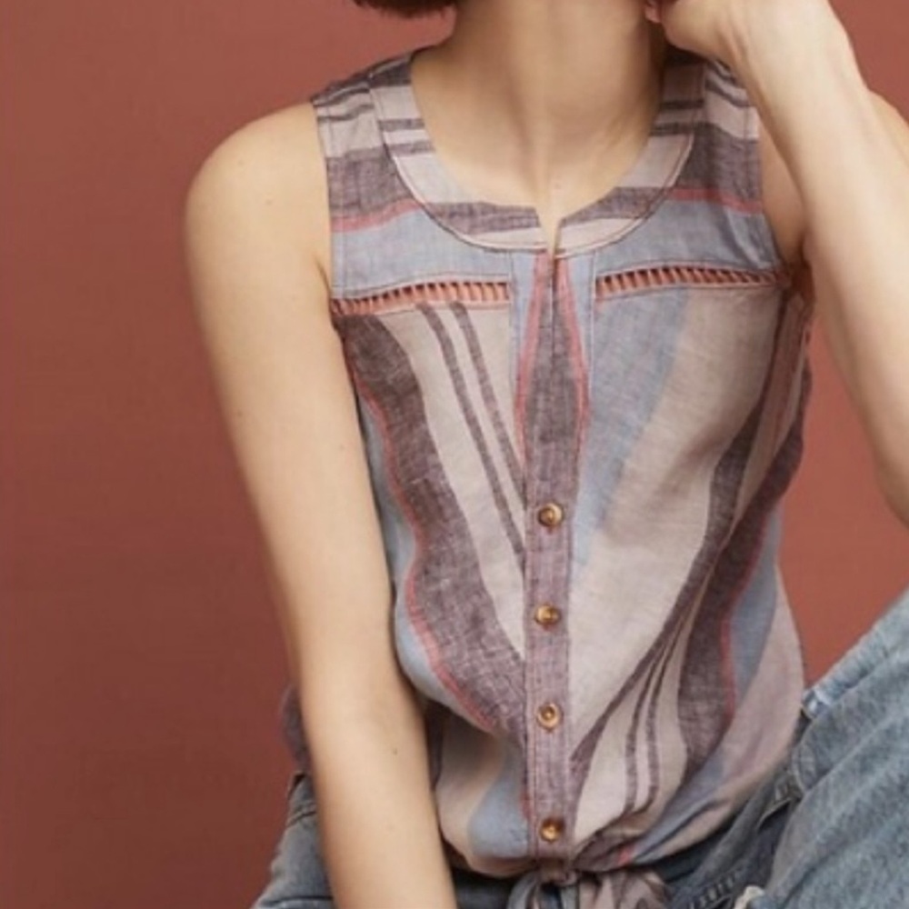 Maeve Multicolor Striped Linen Top